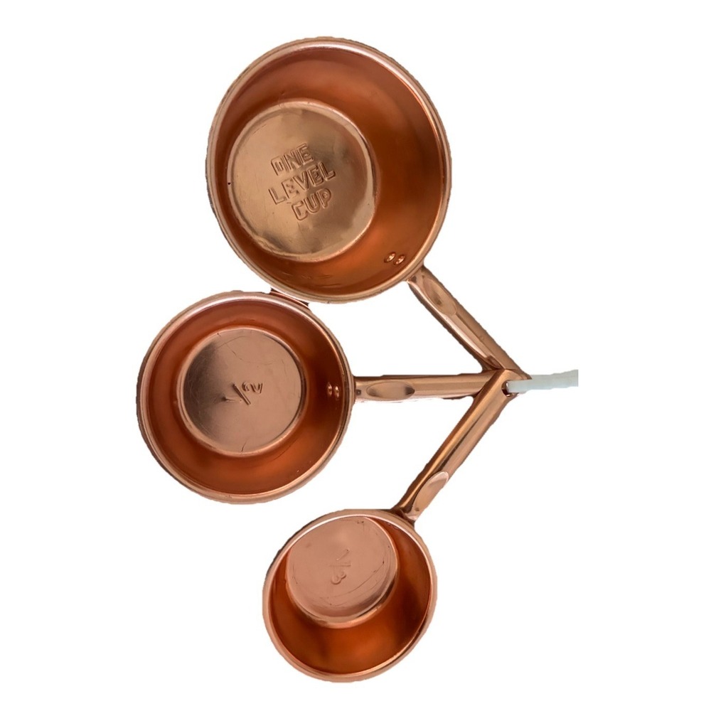 Vintage Copper Plated Measuring‎ Cup Set Of 3 (1/3, 1/2, 1 cup)